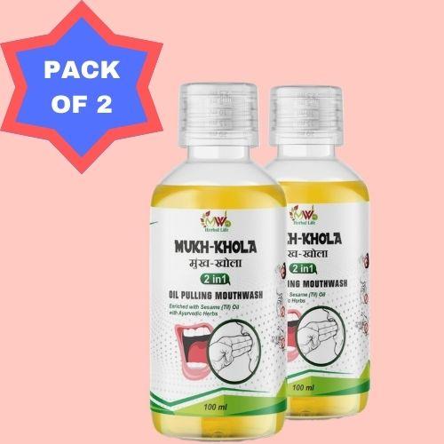Mukh-Khola 2in1 Oil Pulling Mouth Wash 100ml Pack Of 2